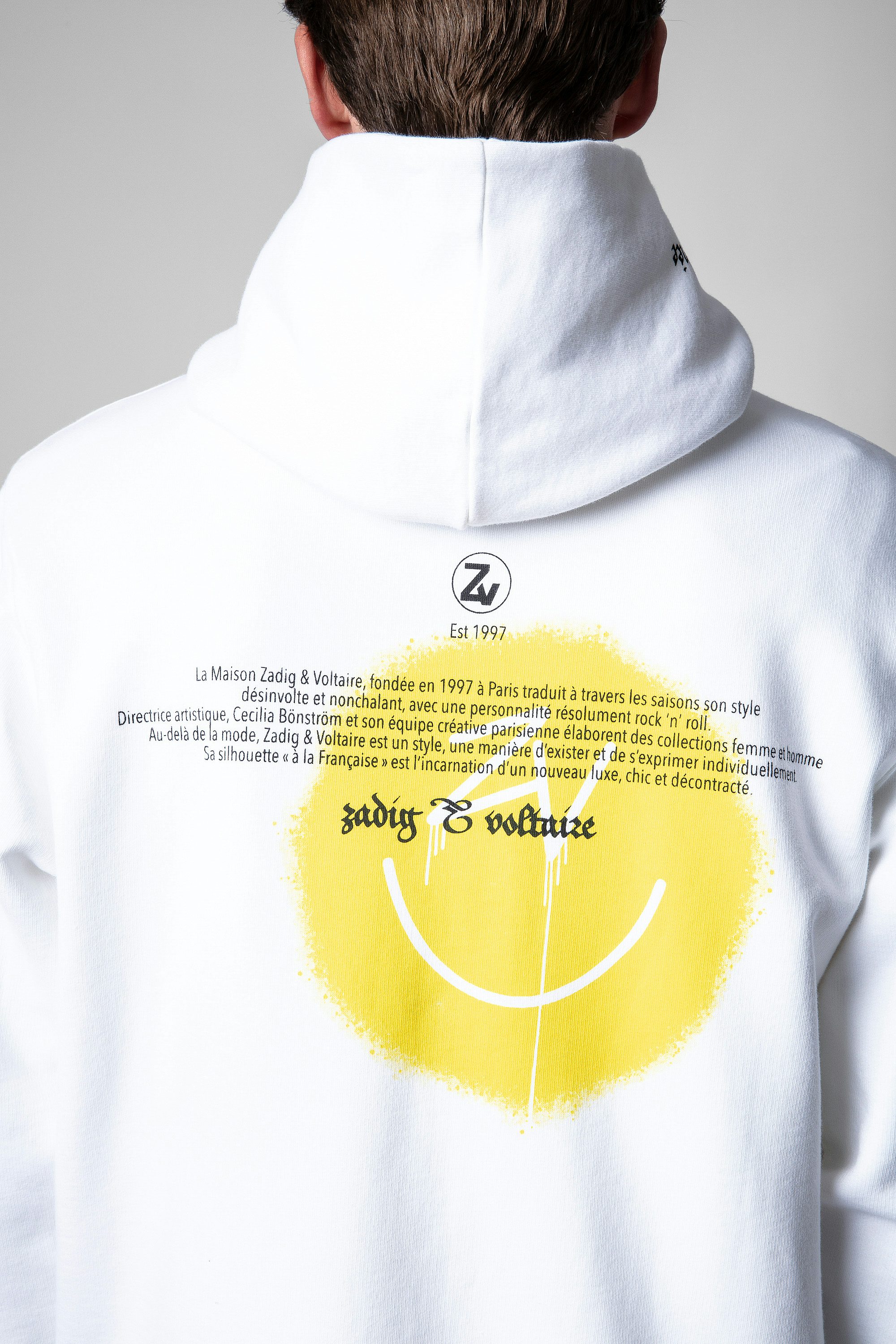 Ghost Sweatshirt - Men’s white cotton printed zip-up sweatshirt